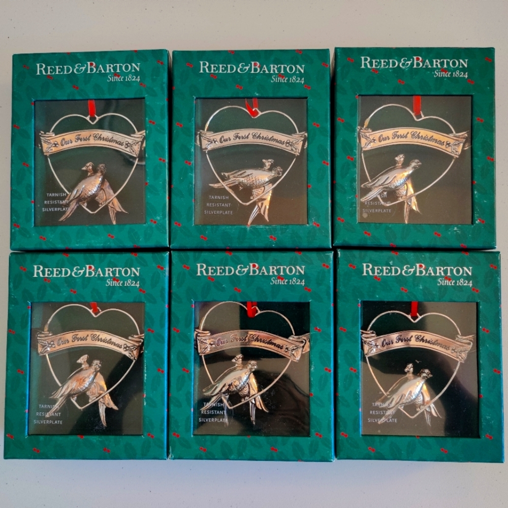NIB - Six (6) Reed and Barton "Our First Christmas" Ornaments